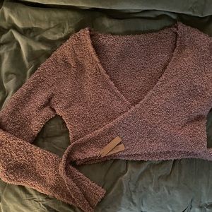 Skims Fuzzy Wrap Cardigan cropped